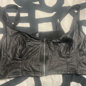 SHEIN Black Faux Leather Top